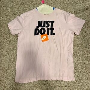 Nike Pink 'Just Do It.' Cotton Graphic Tee with Orange Logo